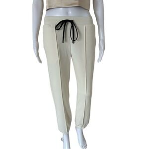 Lanston Revolve Cuffed Cream Ivory Joggers Elastic Waist Drawstring Pockets - S